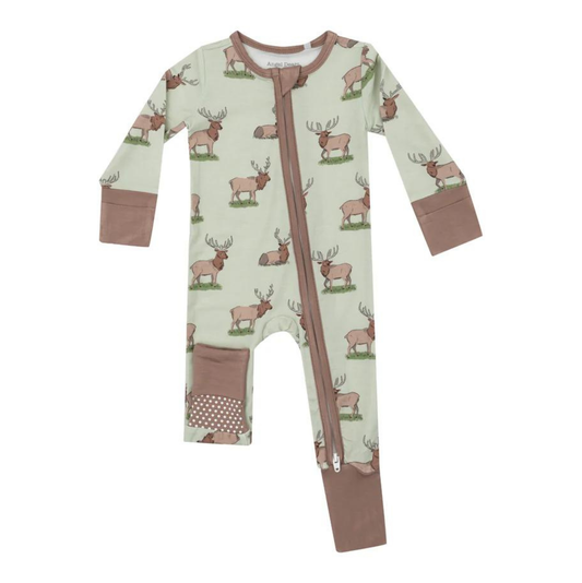 Angel Dear Green Elk Zipper Romper