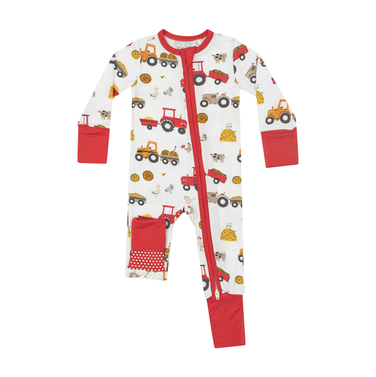 Angel Dear Happy Tractors Zipper Romper