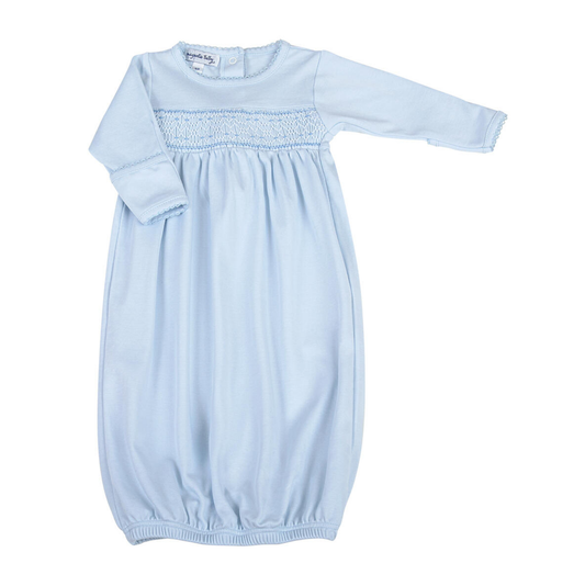 Magnolia Baby Light Blue Smocked Gown