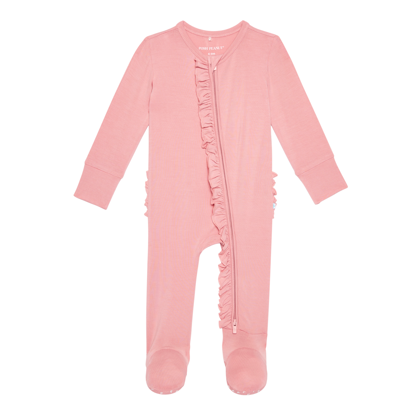 Posh Peanut Autumn Blush Ruffle Zipper Footie