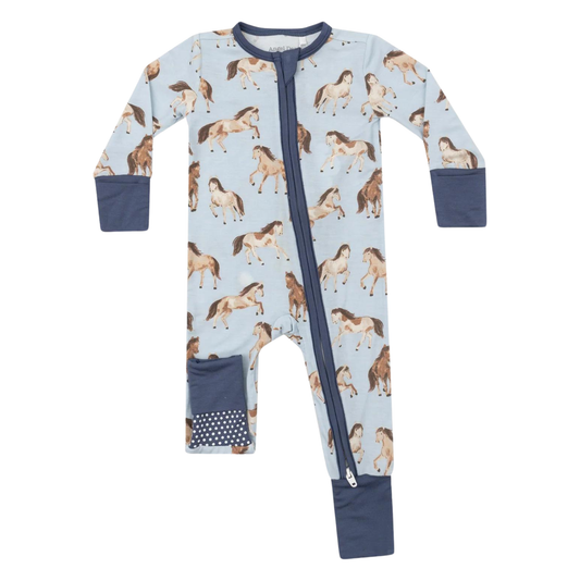 Angel Dear Horses Zipper Romper