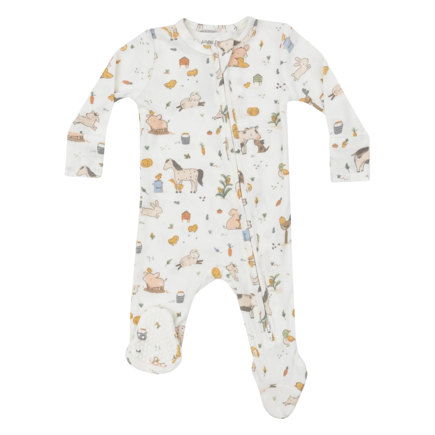 Angel Dear Ribbed Farm Babies Zipper Footie