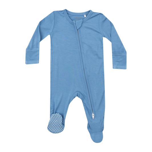 Angel Dear Lichen Blue Zipper Footie