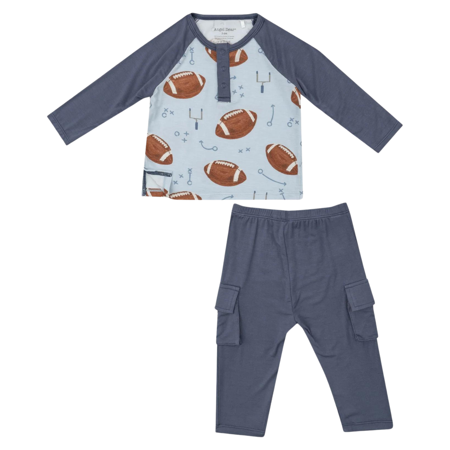 Angel Dear Footballs Blue Raglan w/ Cargo Pants Set