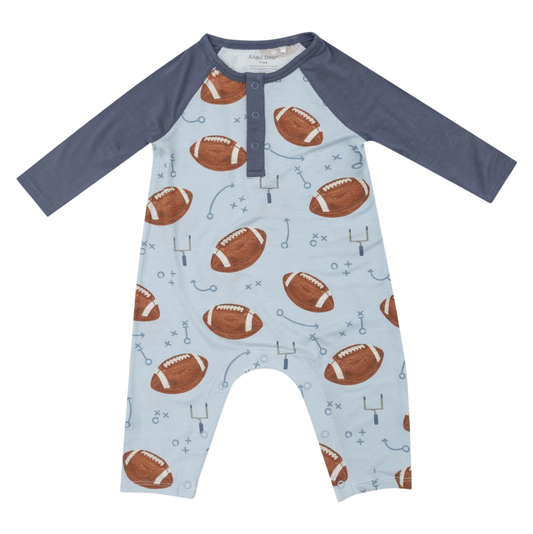 Angel Dear Footballs Blue Raglan Romper