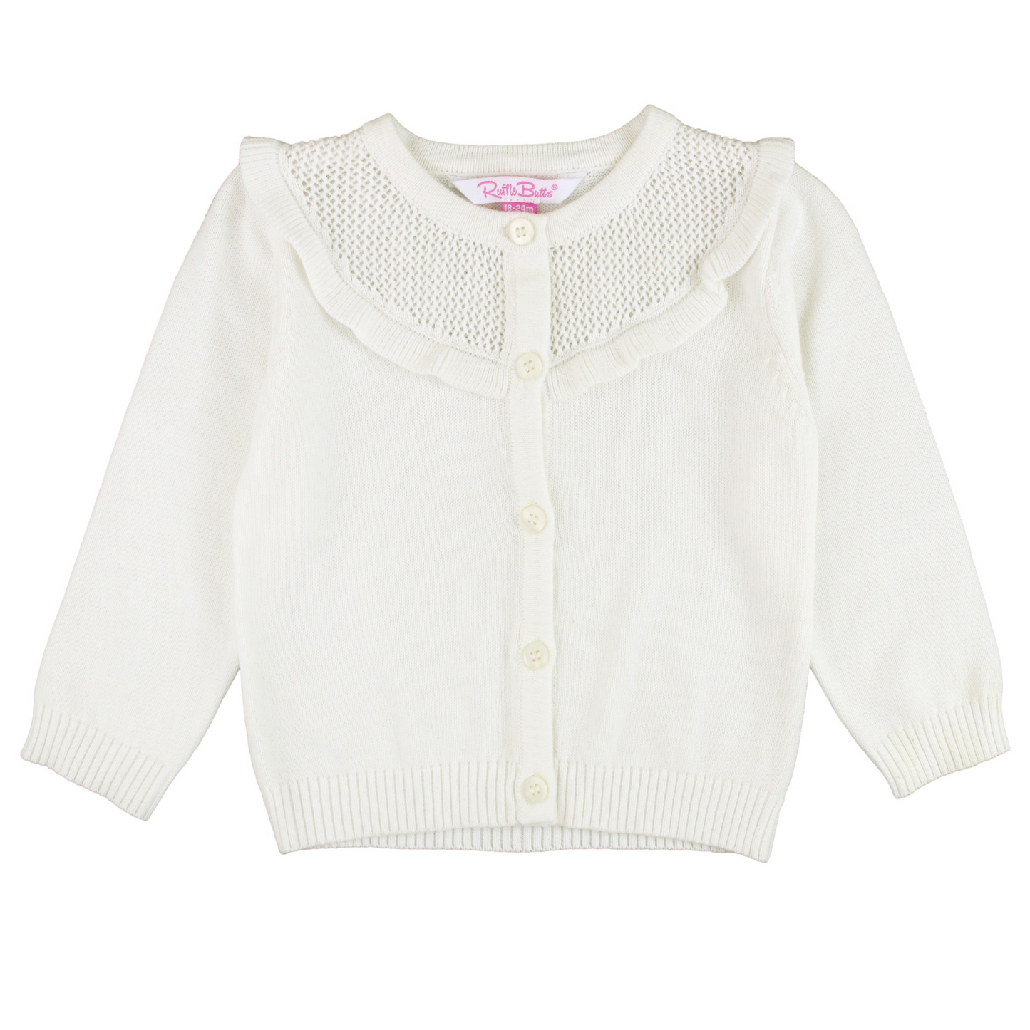 Ruffle Butts Off White Ruffle Trim Cardigan