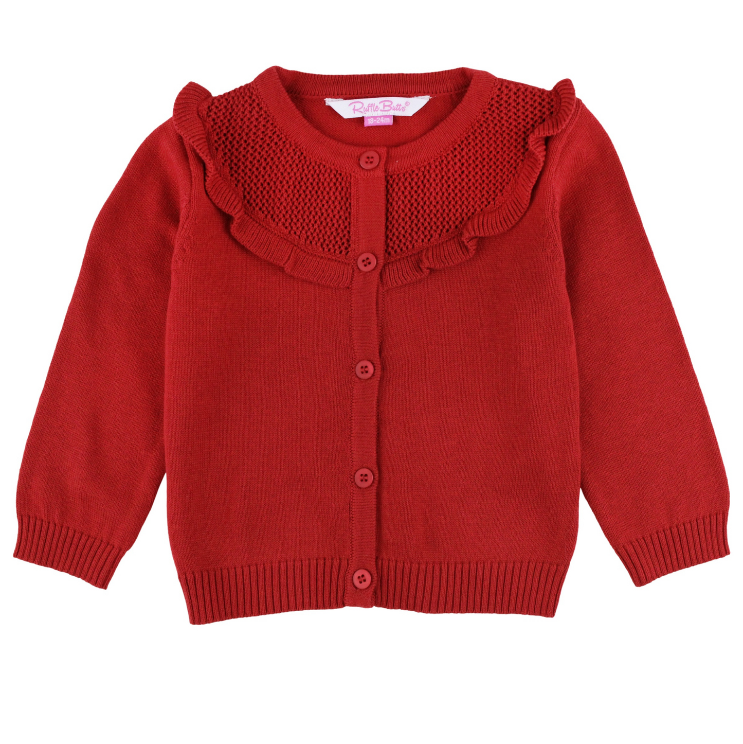 Ruffle Butts Red Ruffle Trim Cardigan