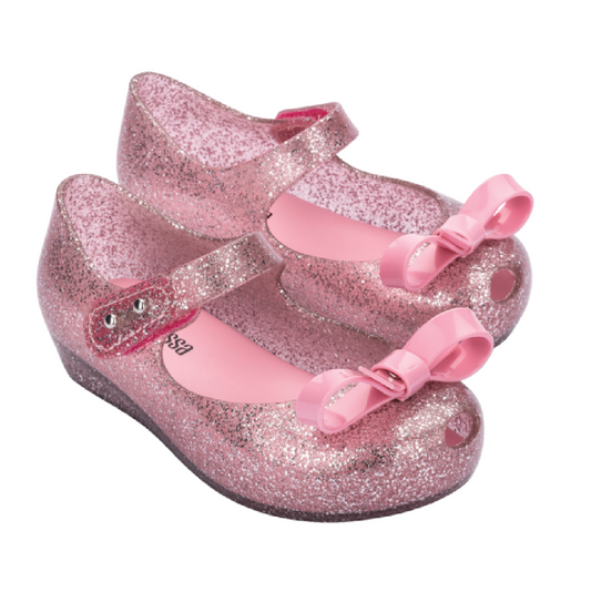 Mini Melissa Ultra Girl Glitter Pink Bow