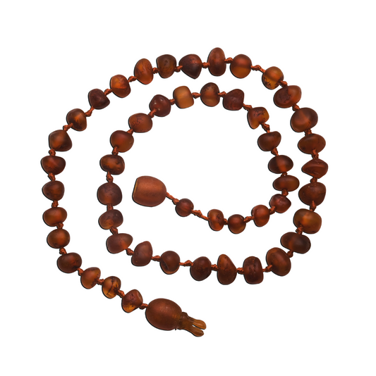 Amber Teething Necklace ATNU-BQ-DK Cognac