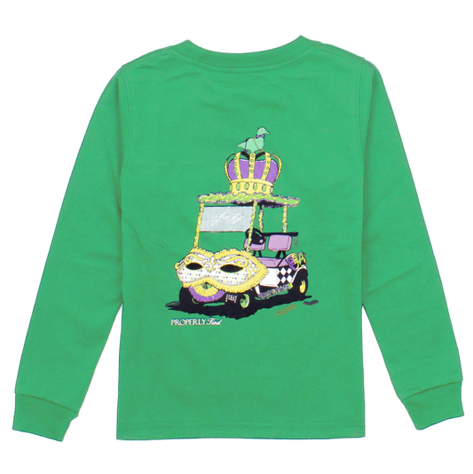 Properly Tied Crop Green Mardi Cart LS Shirt