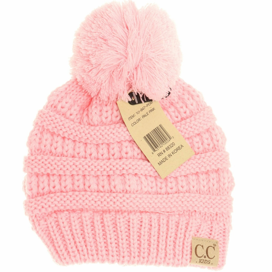 C.C. Beanie Kids Single Pom Pale Pink