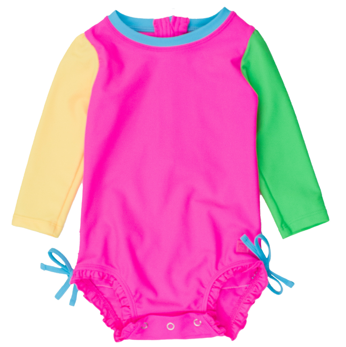 Ruffle Butts Neon Color Block LS One Piece Rashguard