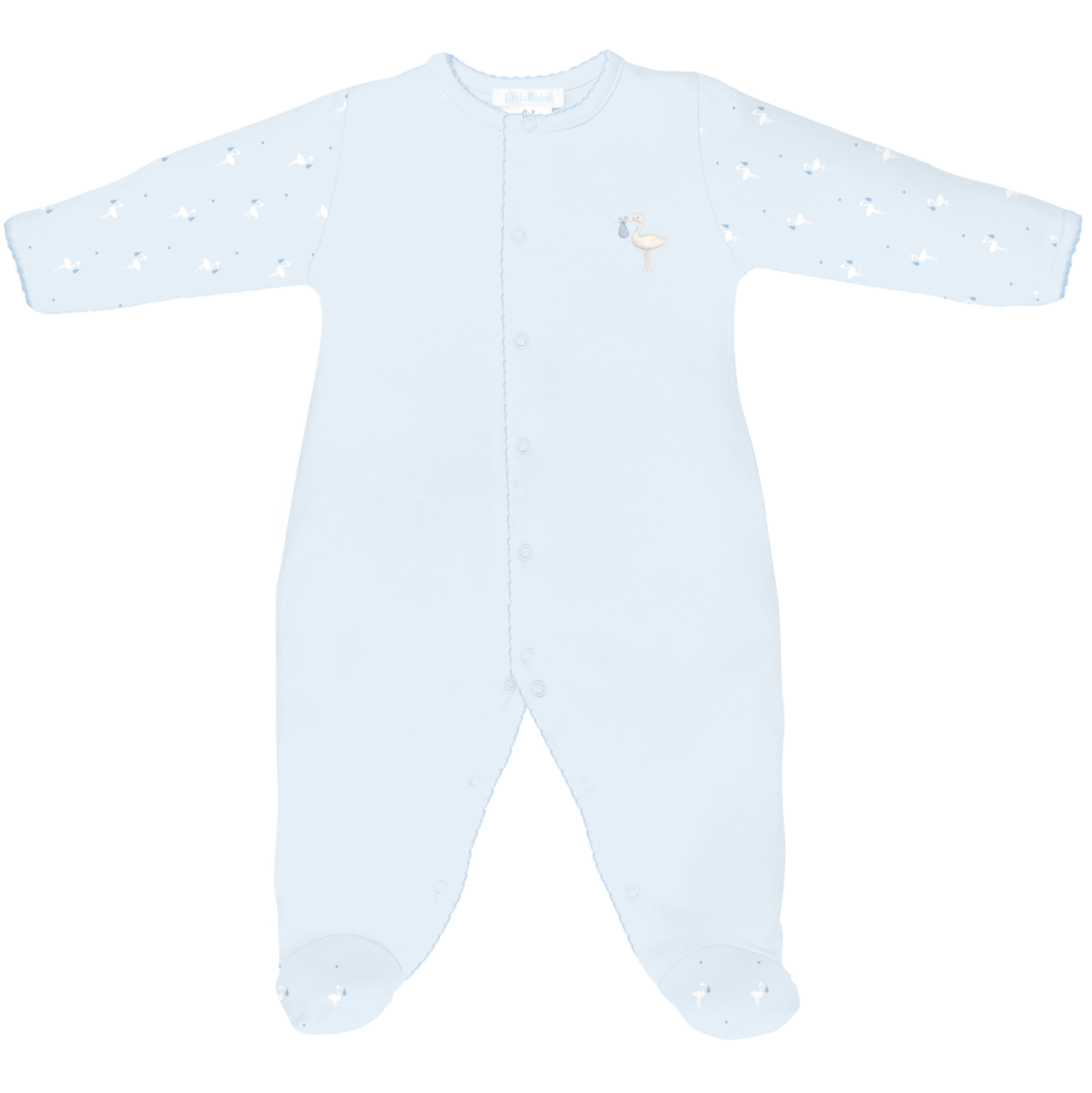 Lyda Baby Blue Baby Stork Footie