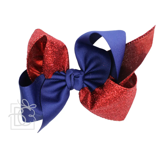 Beyond Creation Red/Navy Crisscross Glitter Bow (Huge)