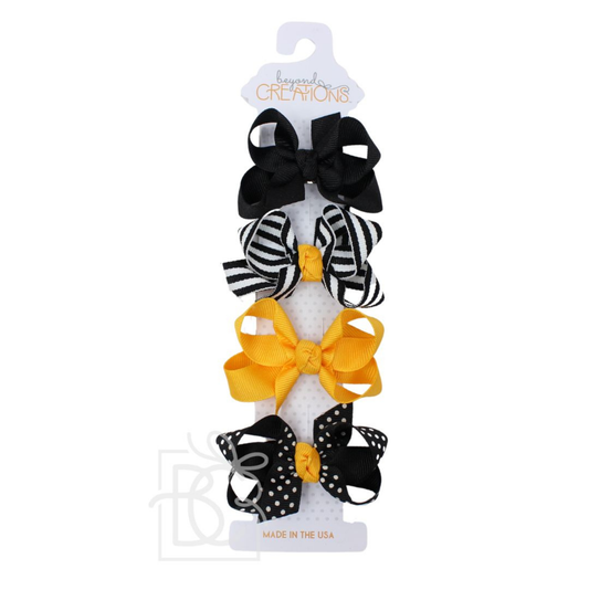 Beyond Creation Black/Gold 4 Pack Small Bows