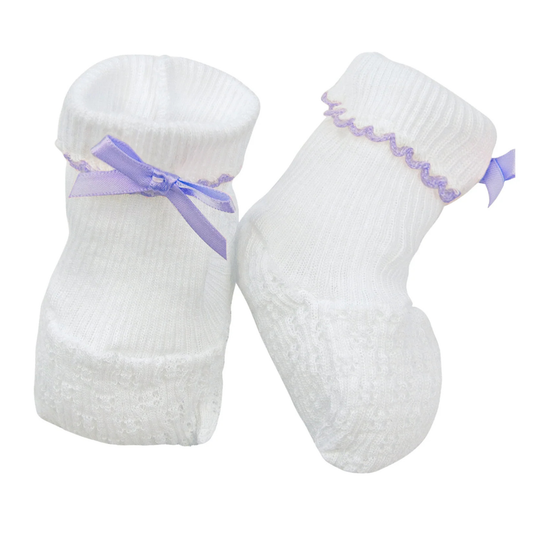 Paty Booties White - Lavender Bow