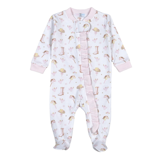 Baby Loren Pink Howdy Baby Snaps Footie