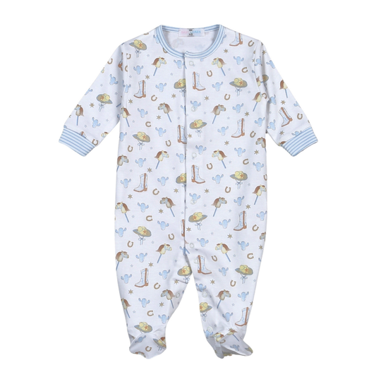 Baby Loren Blue Howdy Baby Snaps Footie