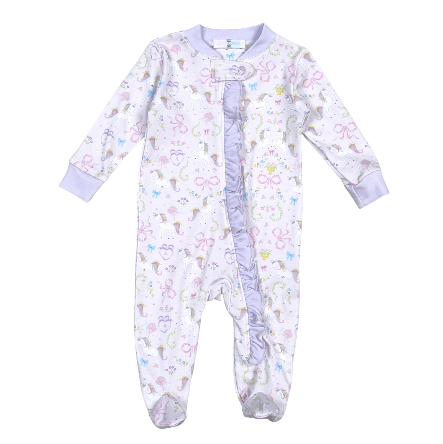 Baby Loren Unicorns Zipper Footie