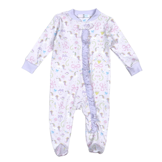 Baby Loren Unicorns Zipper Footie