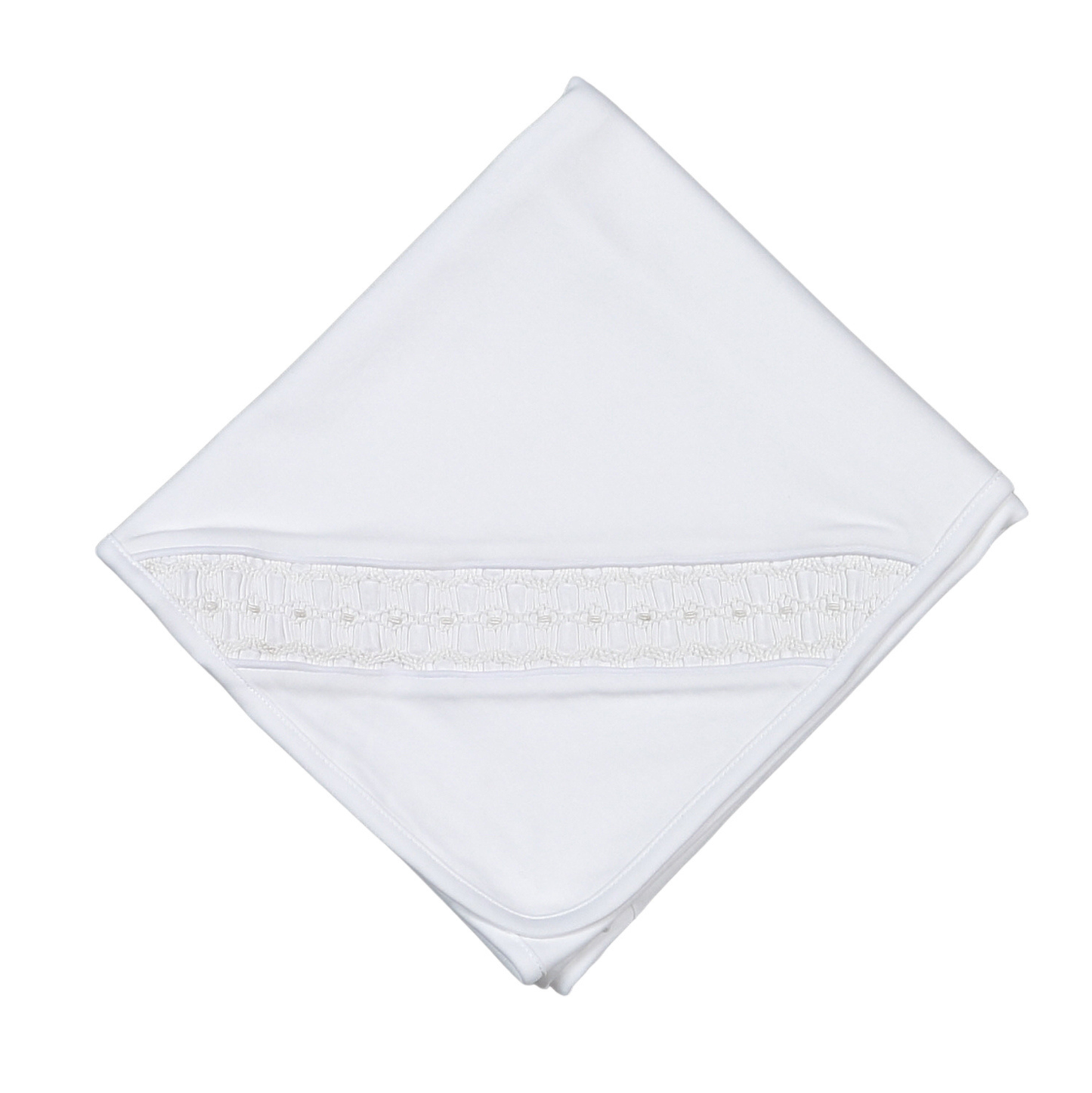 Baby Loren White Smocked Receiving Blanket