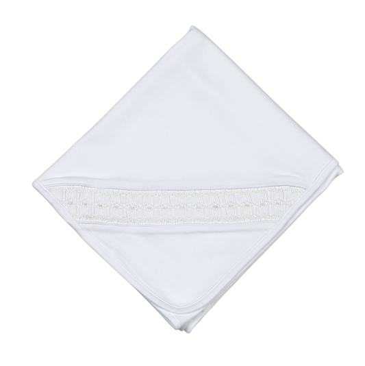 Baby Loren White Smocked Receiving Blanket