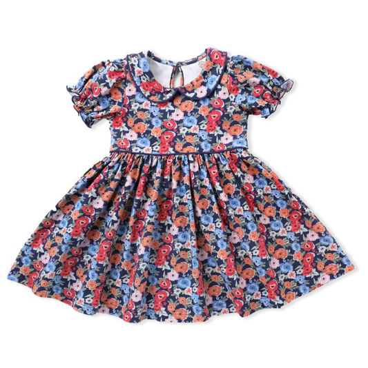 Swoon Navy Floral Proper Dress