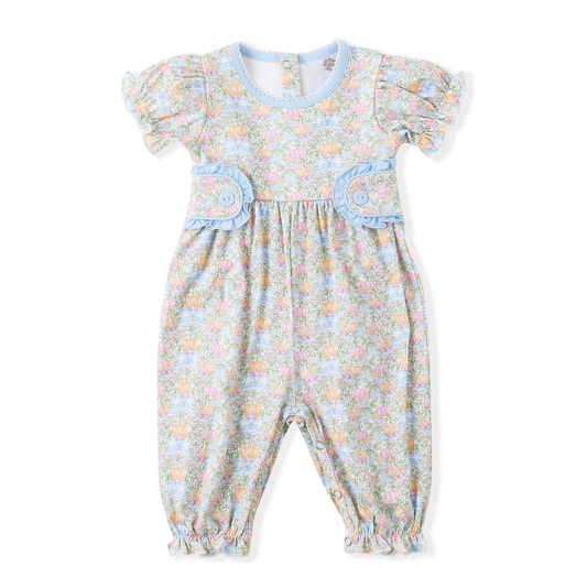Swoon Blue Pumpkin Print Kate Romper