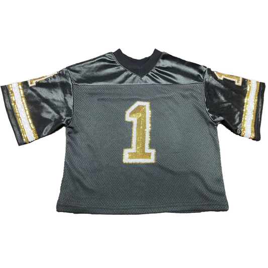 Belle Cher Black & Gold Sequin Jersey