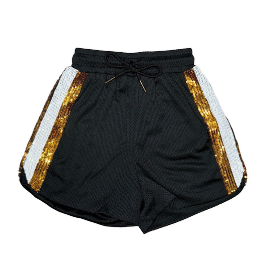Belle Cher Black & Gold Sequin Shorts