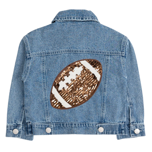 Sweet Wink Football Sequin Patch Denim Jacket