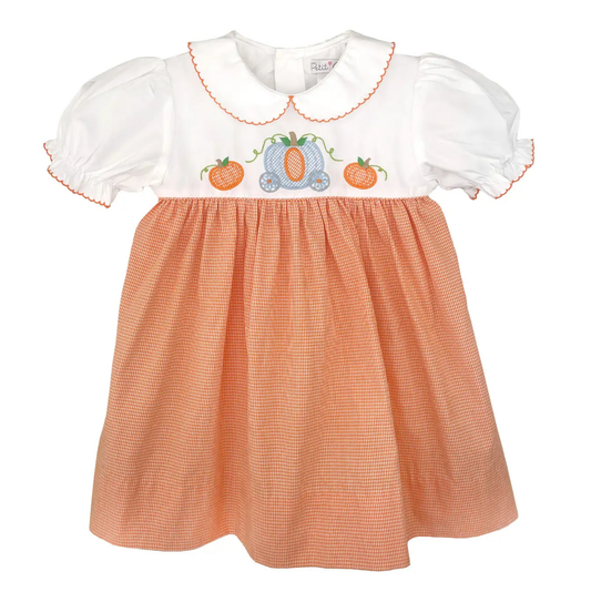 Petit Ami Princess Pumpkin Embr. Dress