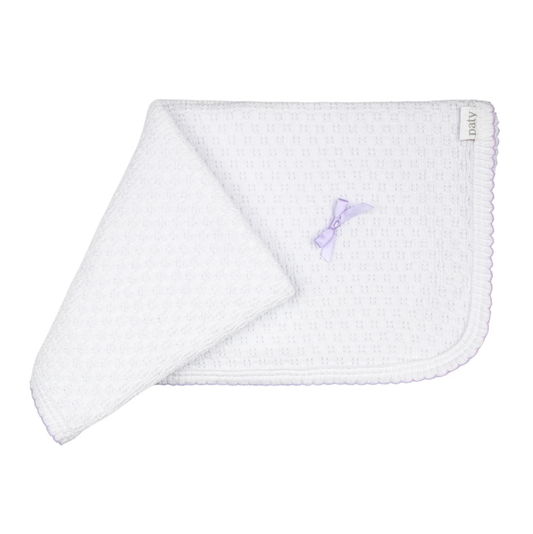 Paty Swaddle Blanket White - Lavender Bow