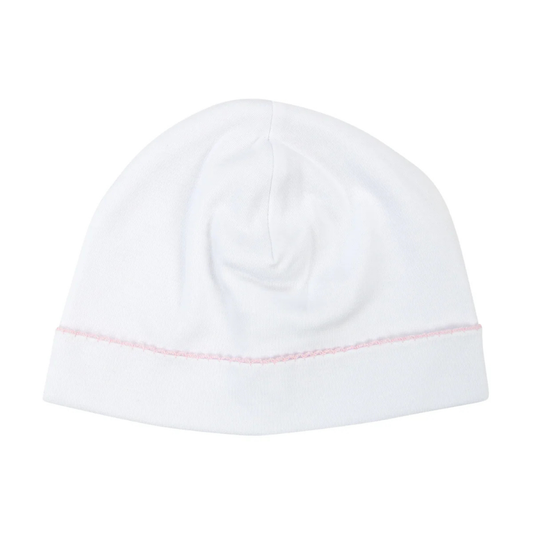 Paty Pima Saylor White Beanie - Pink Picot