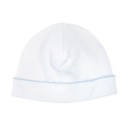 Paty Pima Saylor White Beanie - Blue Picot