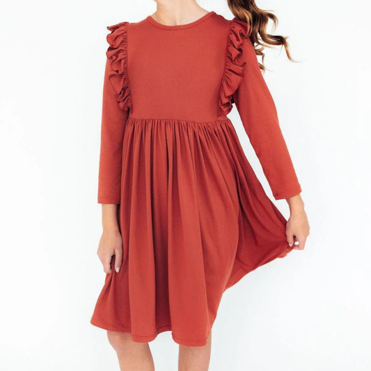 Mila & Rose Pumpkin Spice Ruffle Twirl Dress