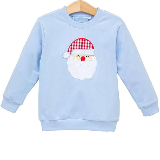 Trotter St. Lt Blue Santa French Terry Pullover