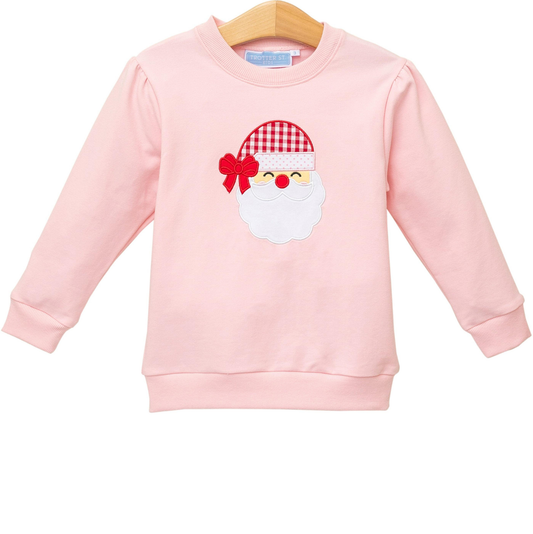 Trotter St. Lt Pink Santa French Terry Pullover
