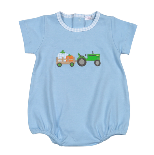 Baby Loren Tractors & Pumpkins Applique Pima Bubble