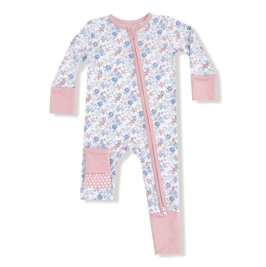 Angel Dear Country Girl Floral 2 Way Zipper Romper