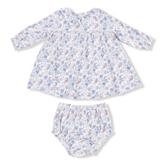 Angel Dear Country Girl Floral Peter Pan Collar Dress + Diaper Cover