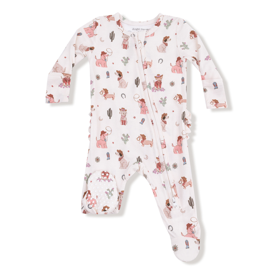 Angel Dear Cowgirl Dogs 2 Way Ruffle Zipper Footie