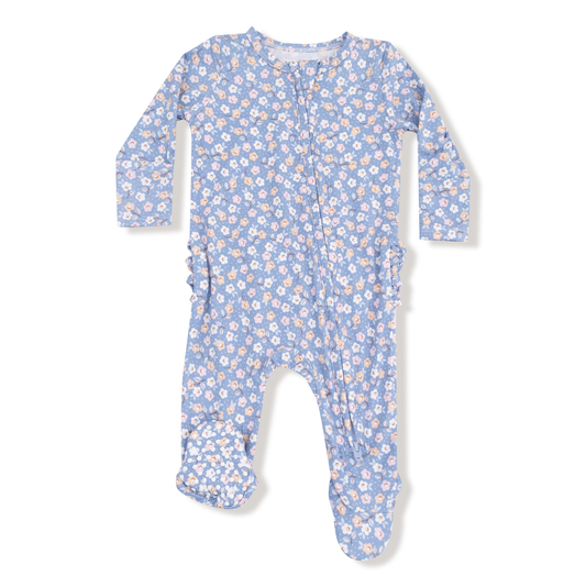 Angel Dear Country Calico 2 Way Ruffle Zipper Footie