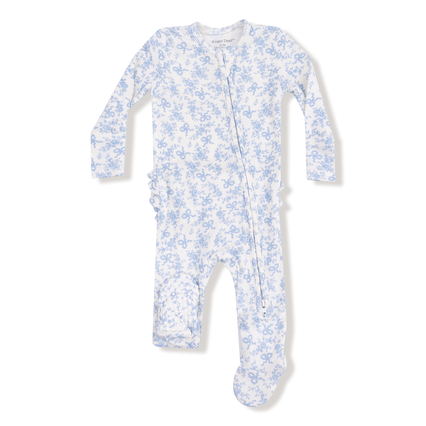Angel Dear Romi Floral 2 Way Ruffle Zipper Footie