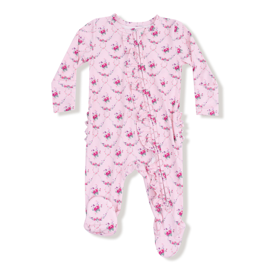 Angel Dear Rose Garland Trellis 2 Way Ruffle Zipper Footie