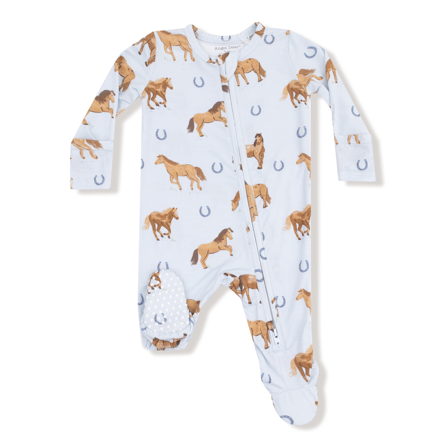 Angel Dear Blue Horses 2 Way Zipper Footie