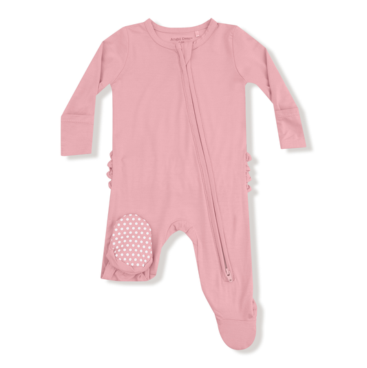 Angel Dear Pink Dolphin Ruffle Zipper Footie
