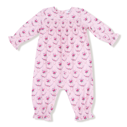 Angel Dear Rose Garland Trellis Smocked Romper