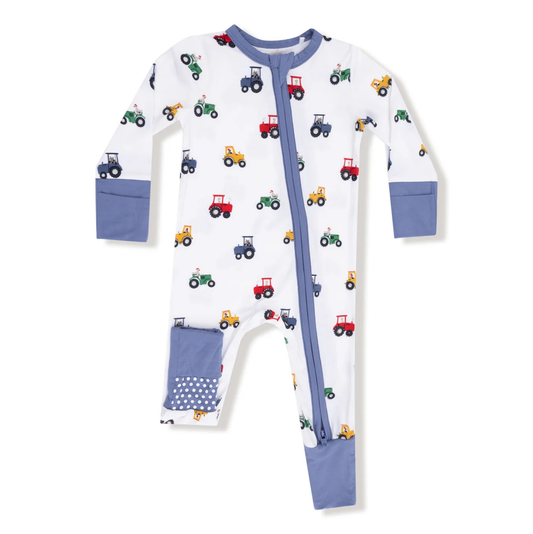 Angel Dear Mini Tractors 2 Way Zipper Romper