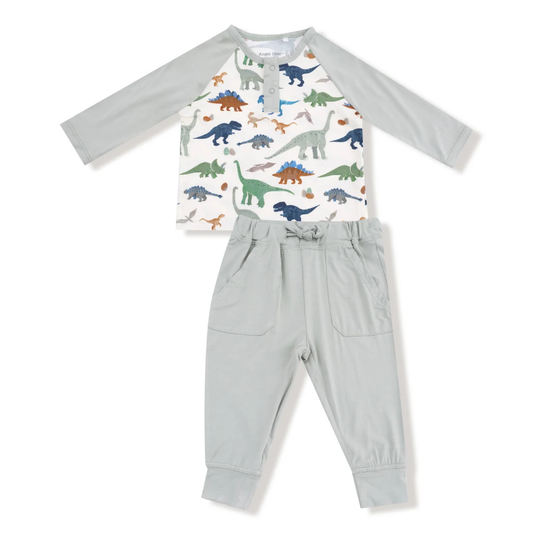 Angel Dear Washy Dinos Raglan Henley + Jogger Set
